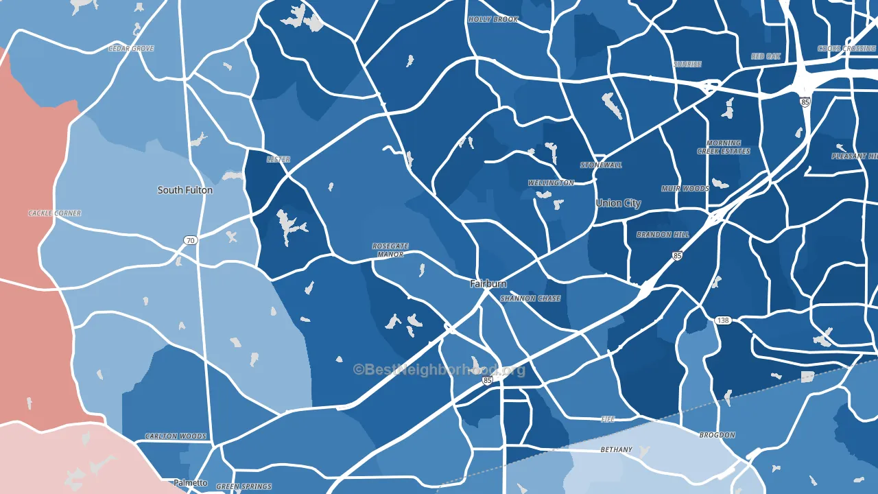 30213, GA block-group political-lean map