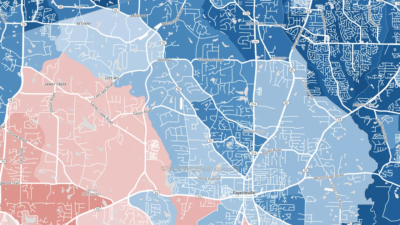 30214, GA block-group political-lean map