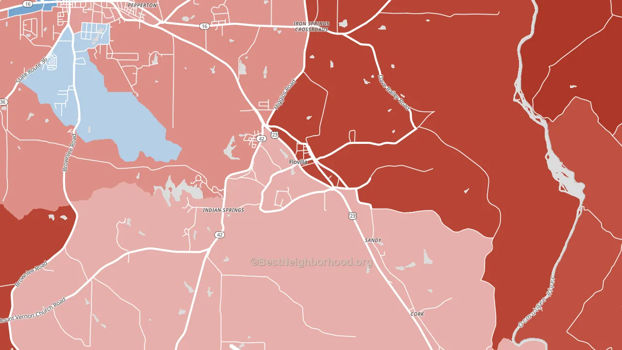 30216, GA block-group political-lean map