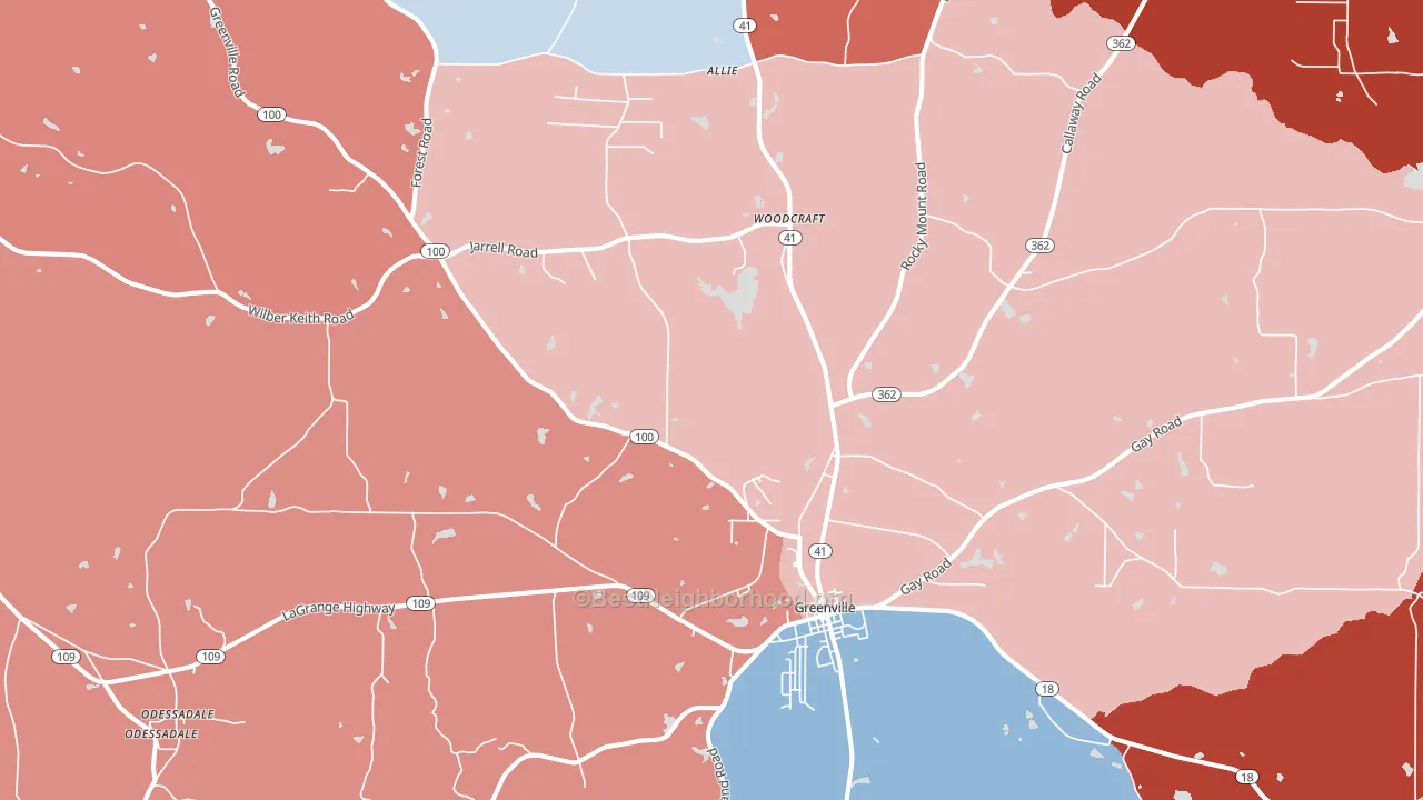 30222, GA block-group political-lean map
