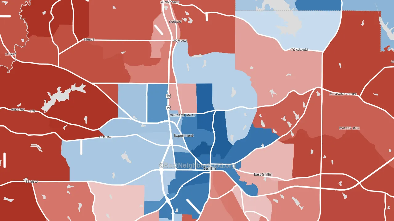 30223, GA block-group political-lean map