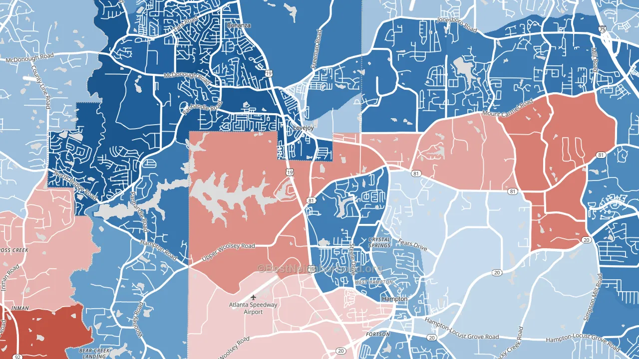 30228, GA block-group political-lean map