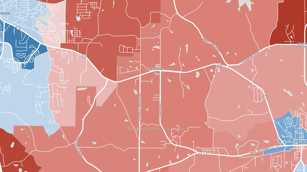 30234, GA block-group political-lean map