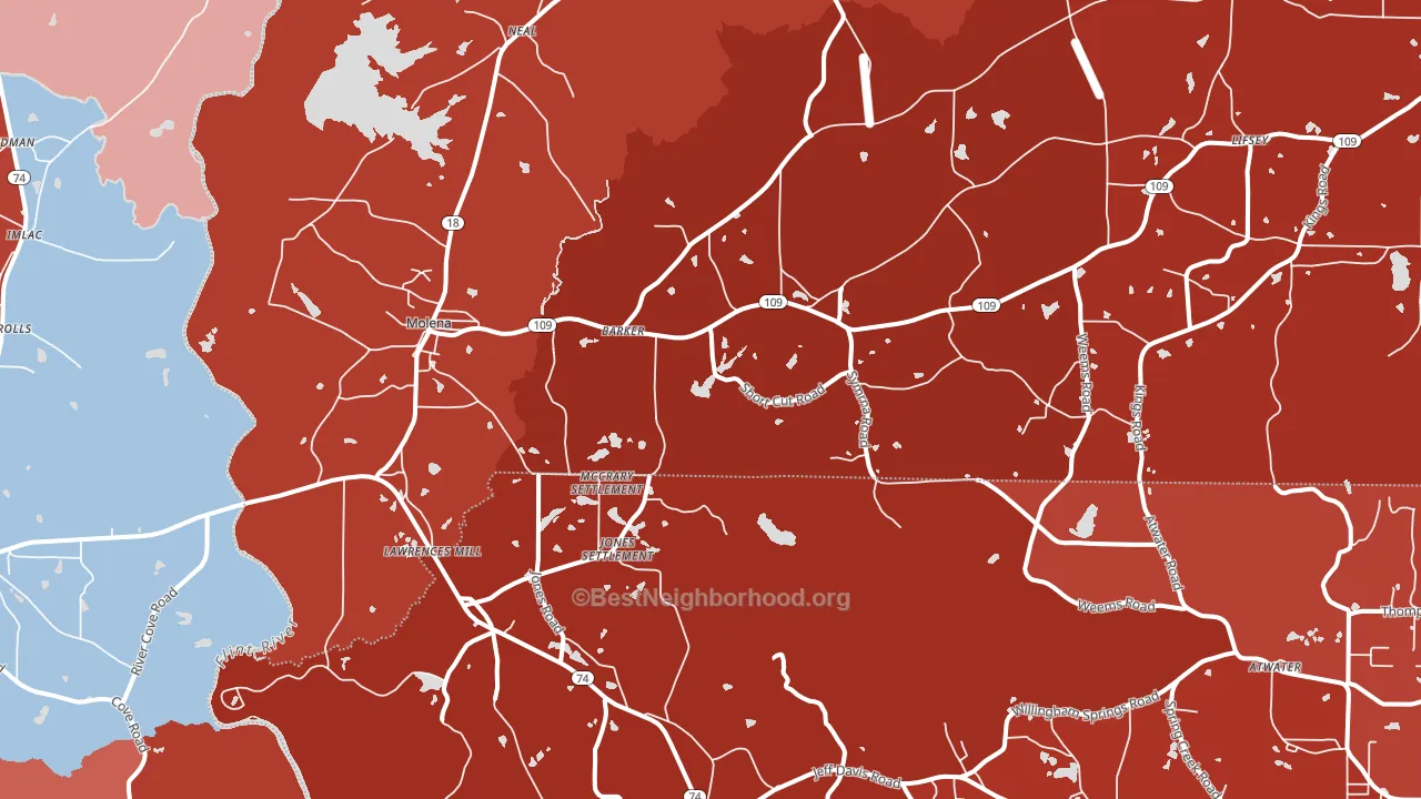 30258, GA block-group political-lean map