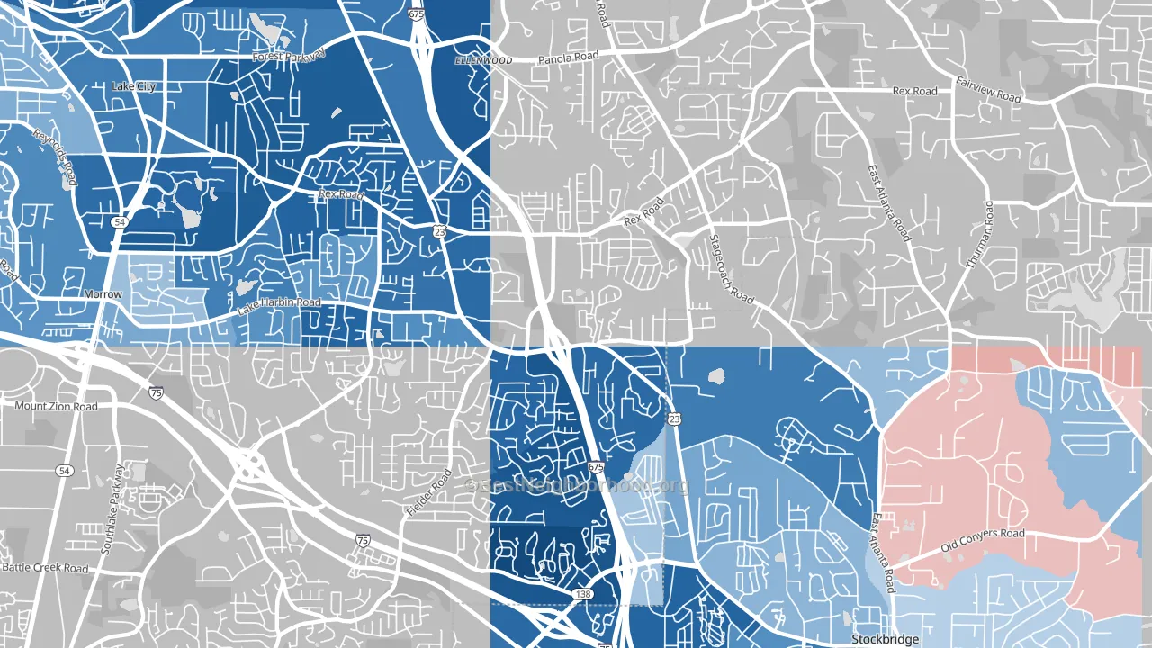 30273, GA block-group political-lean map