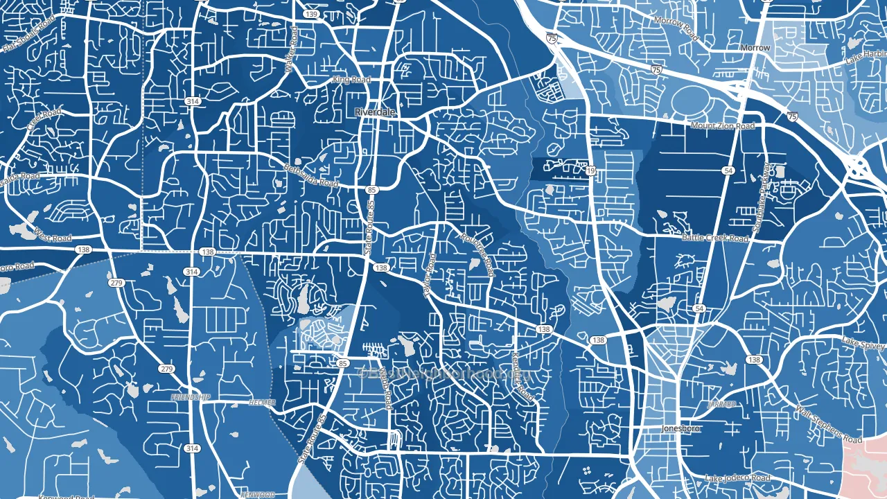 30274, GA block-group political-lean map