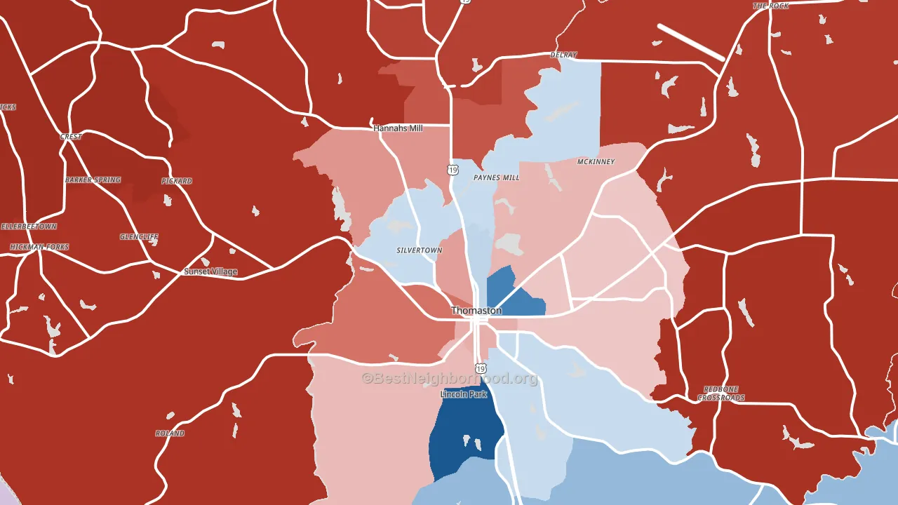 30286, GA block-group political-lean map