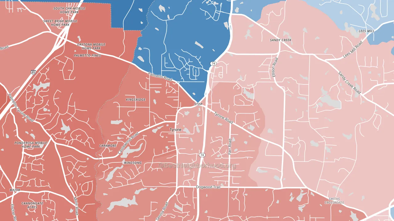 30290, GA block-group political-lean map