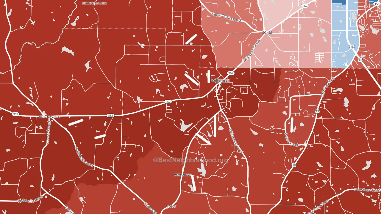 30292, GA block-group political-lean map