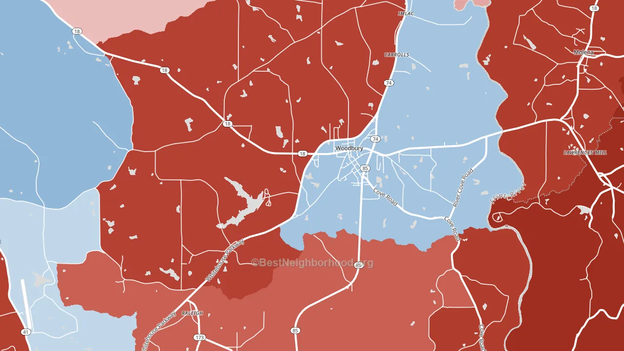 30293, GA block-group political-lean map