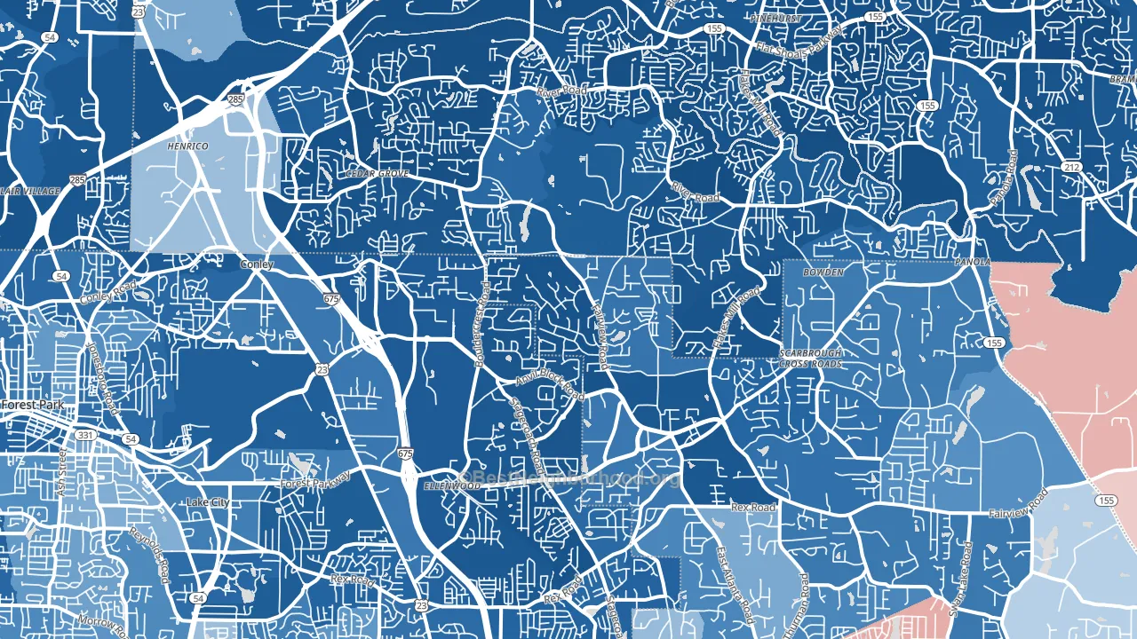 30294, GA block-group political-lean map