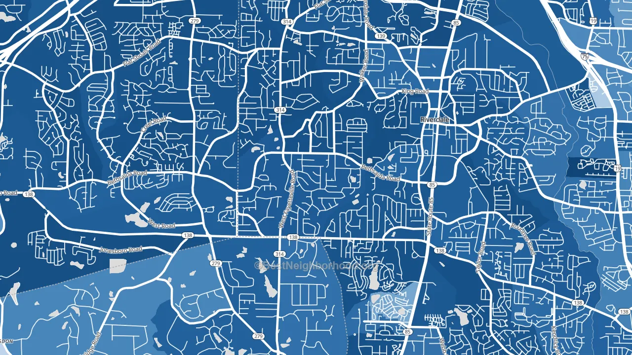 30296, GA block-group political-lean map