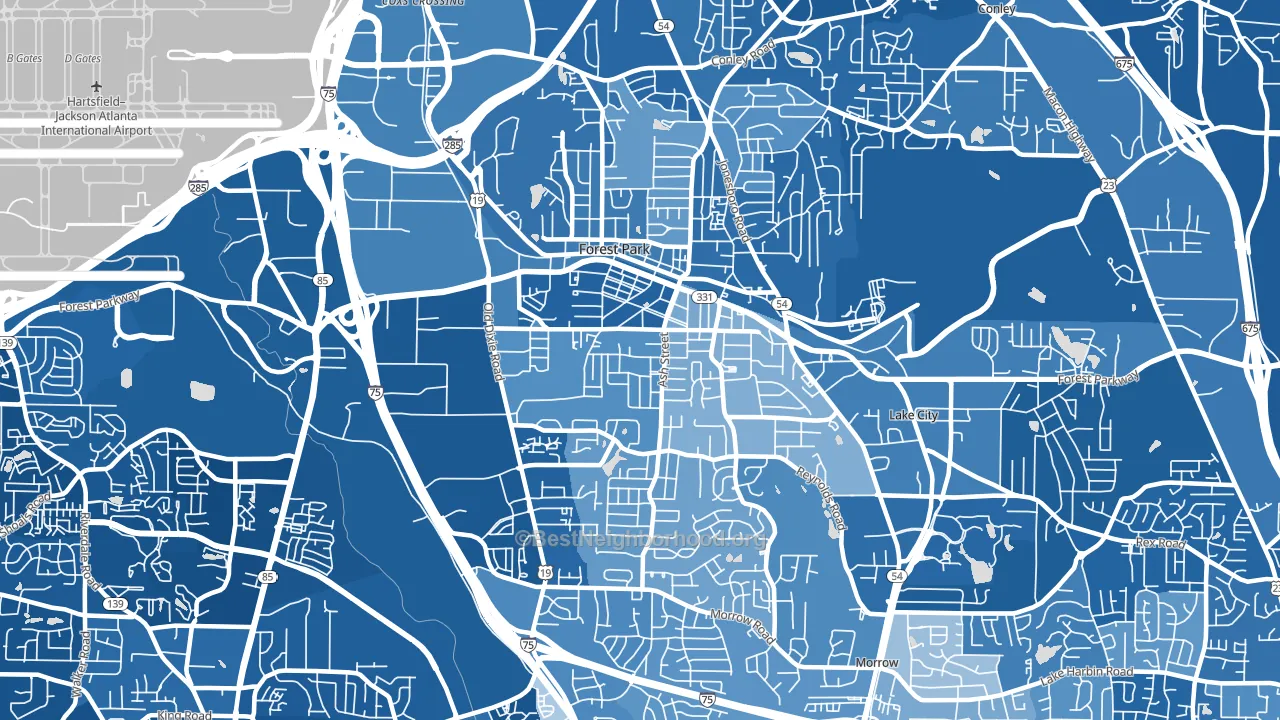 30297, GA block-group political-lean map