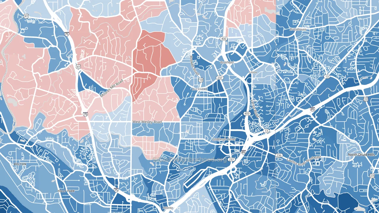 30305, GA block-group political-lean map