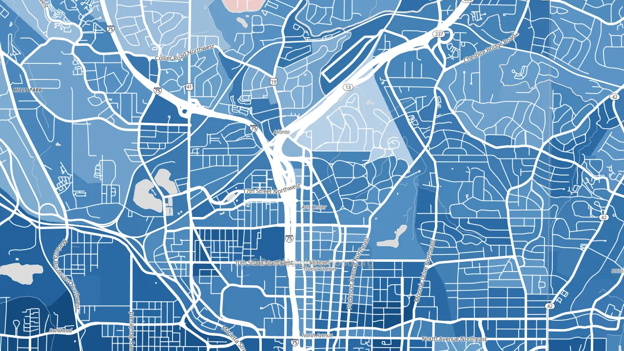 30309, GA block-group political-lean map
