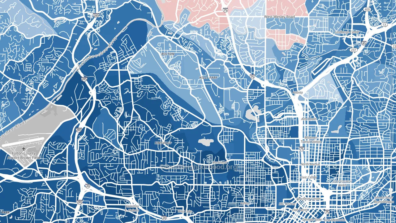 30318, GA block-group political-lean map