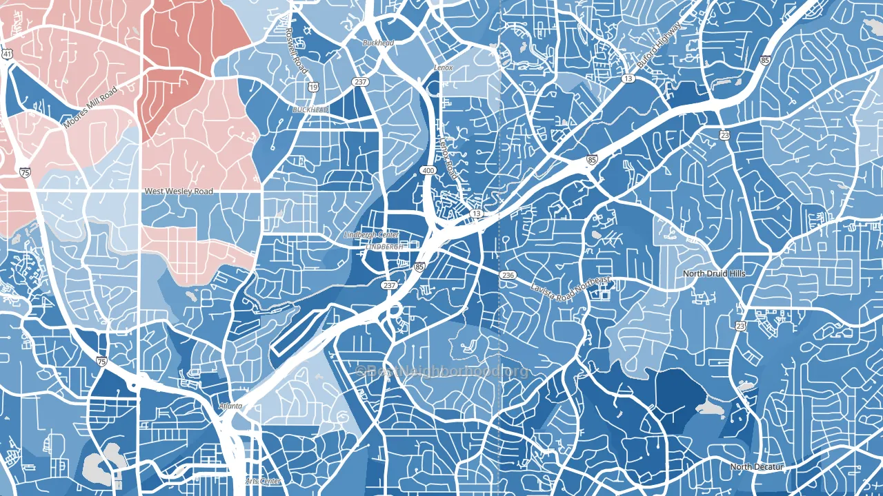 30324, GA block-group political-lean map