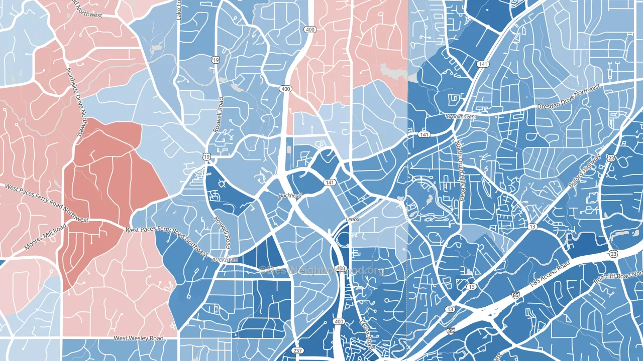 30326, GA block-group political-lean map