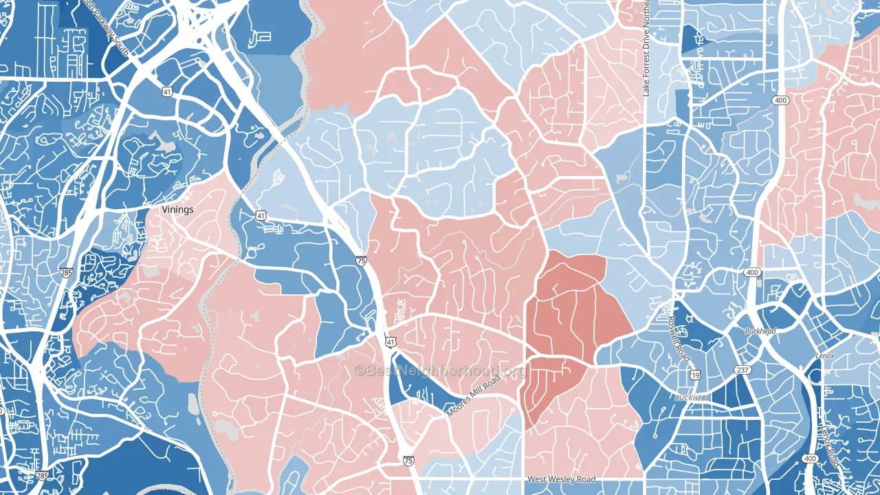 30327, GA block-group political-lean map