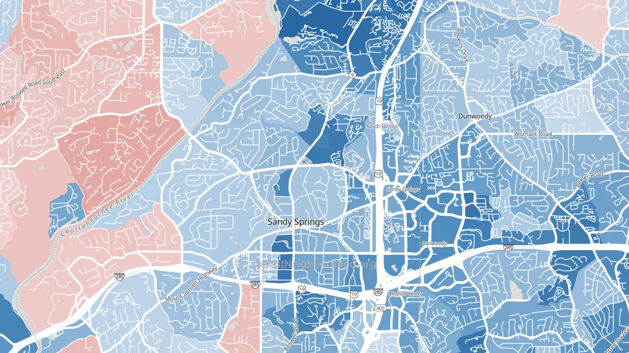 30328, GA block-group political-lean map