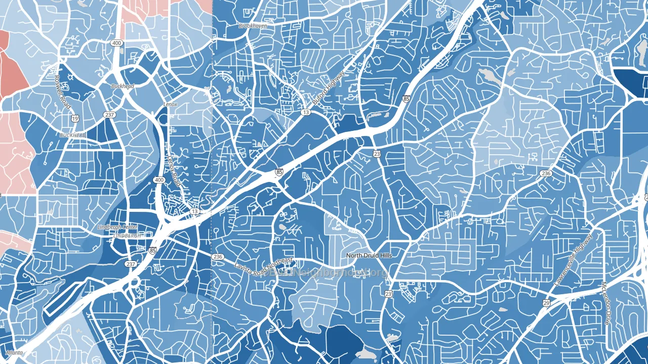 30329, GA block-group political-lean map
