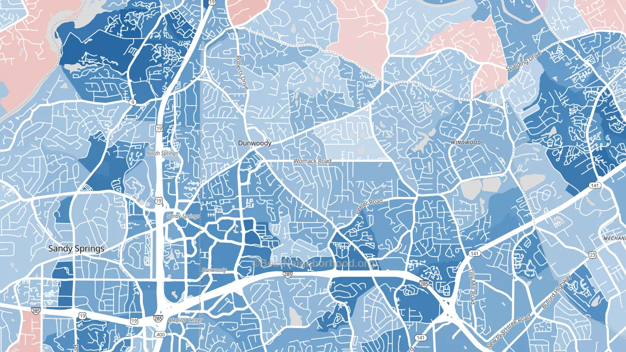 30338, GA block-group political-lean map