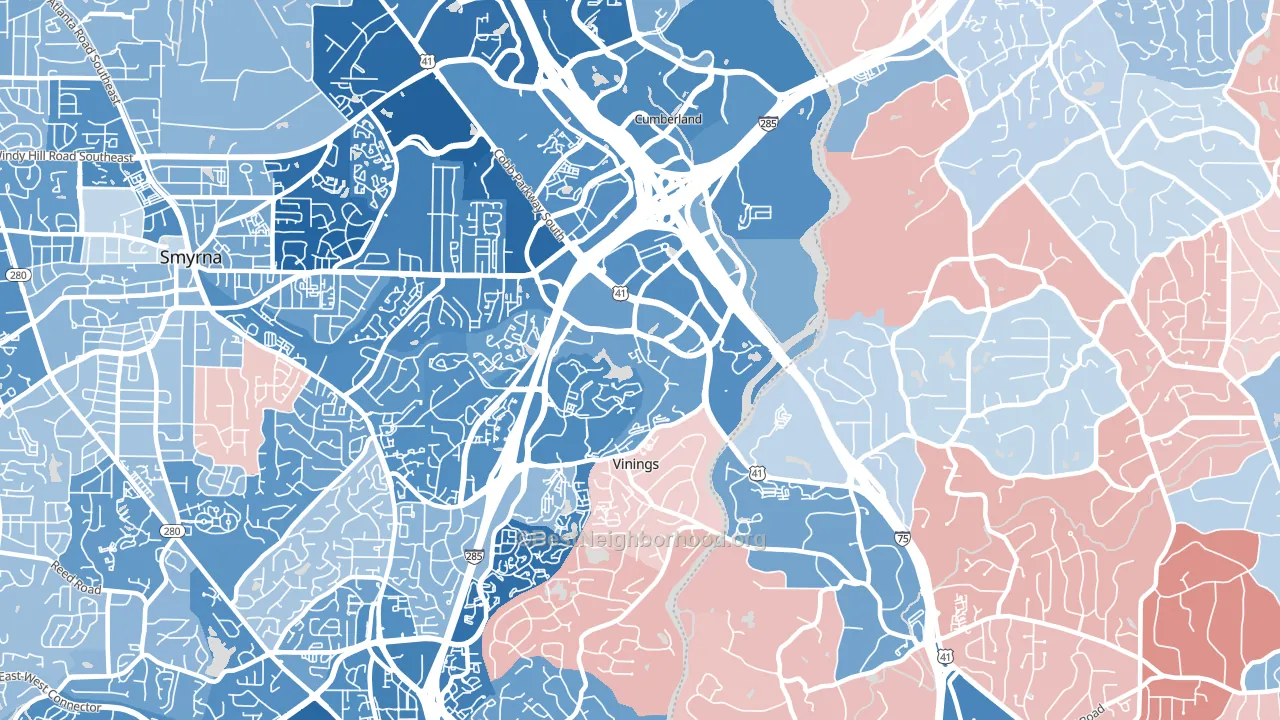 30339, GA block-group political-lean map