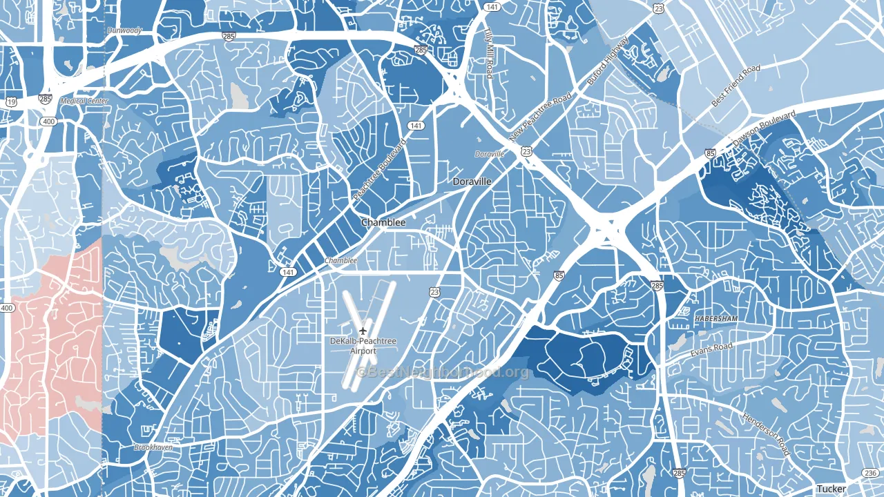 30341, GA block-group political-lean map