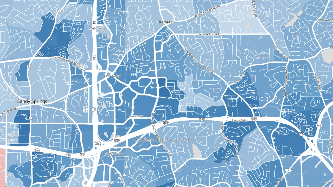30346, GA block-group political-lean map