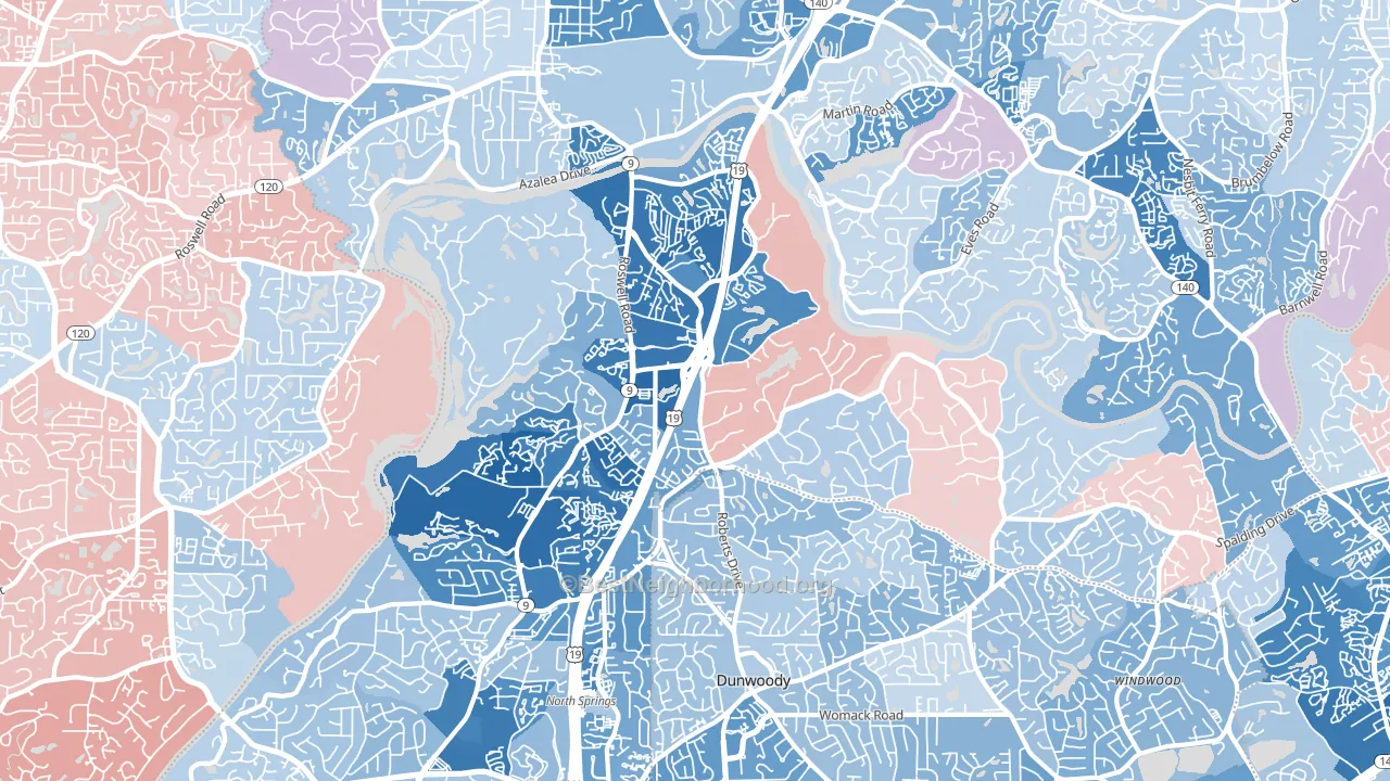 30350, GA block-group political-lean map