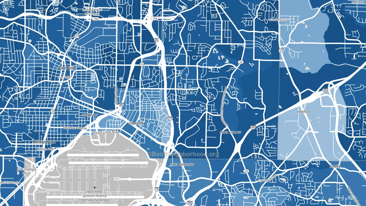 30354, GA block-group political-lean map