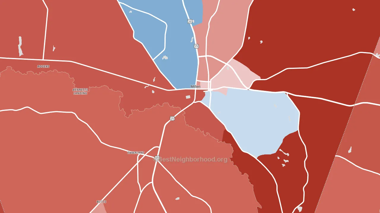 30442, GA block-group political-lean map