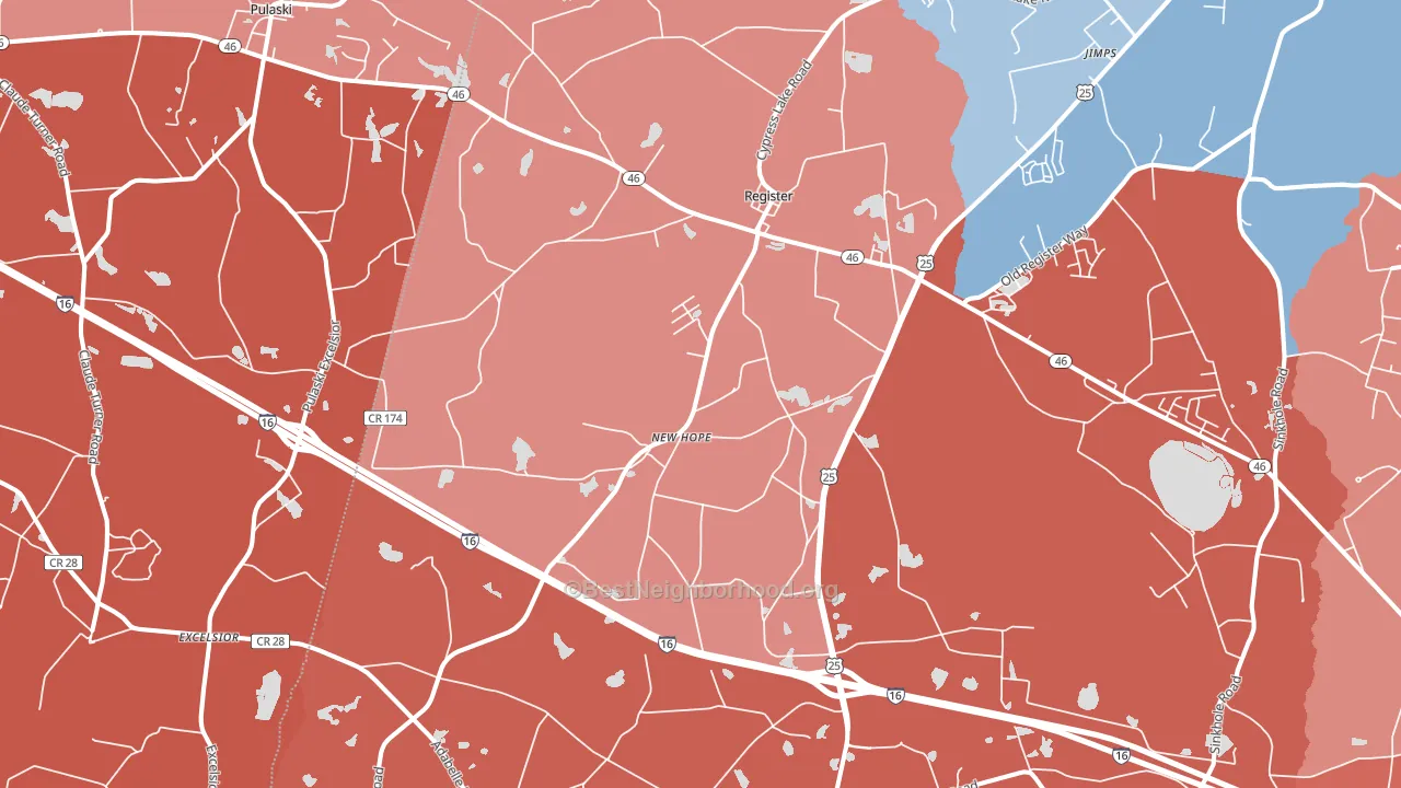 30452, GA block-group political-lean map