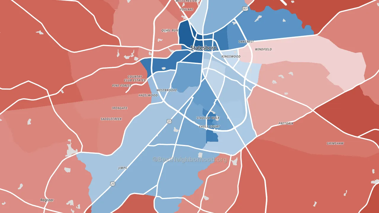 30458, GA block-group political-lean map