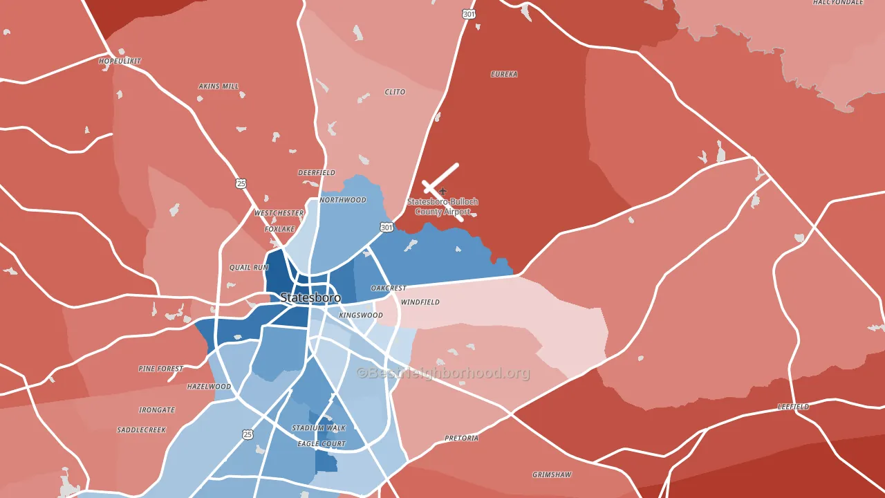 30461, GA block-group political-lean map