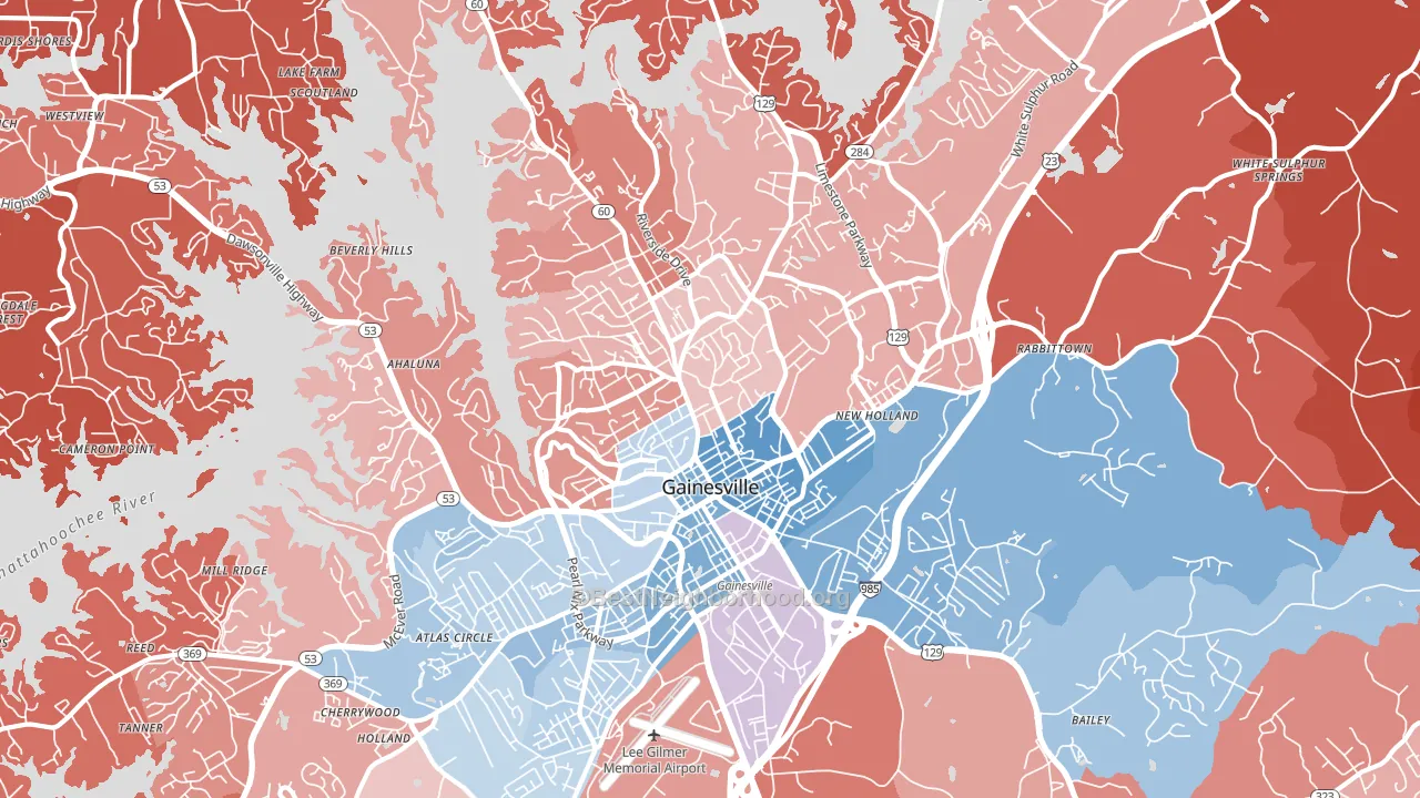 30501, GA block-group political-lean map