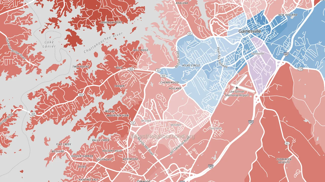 30504, GA block-group political-lean map
