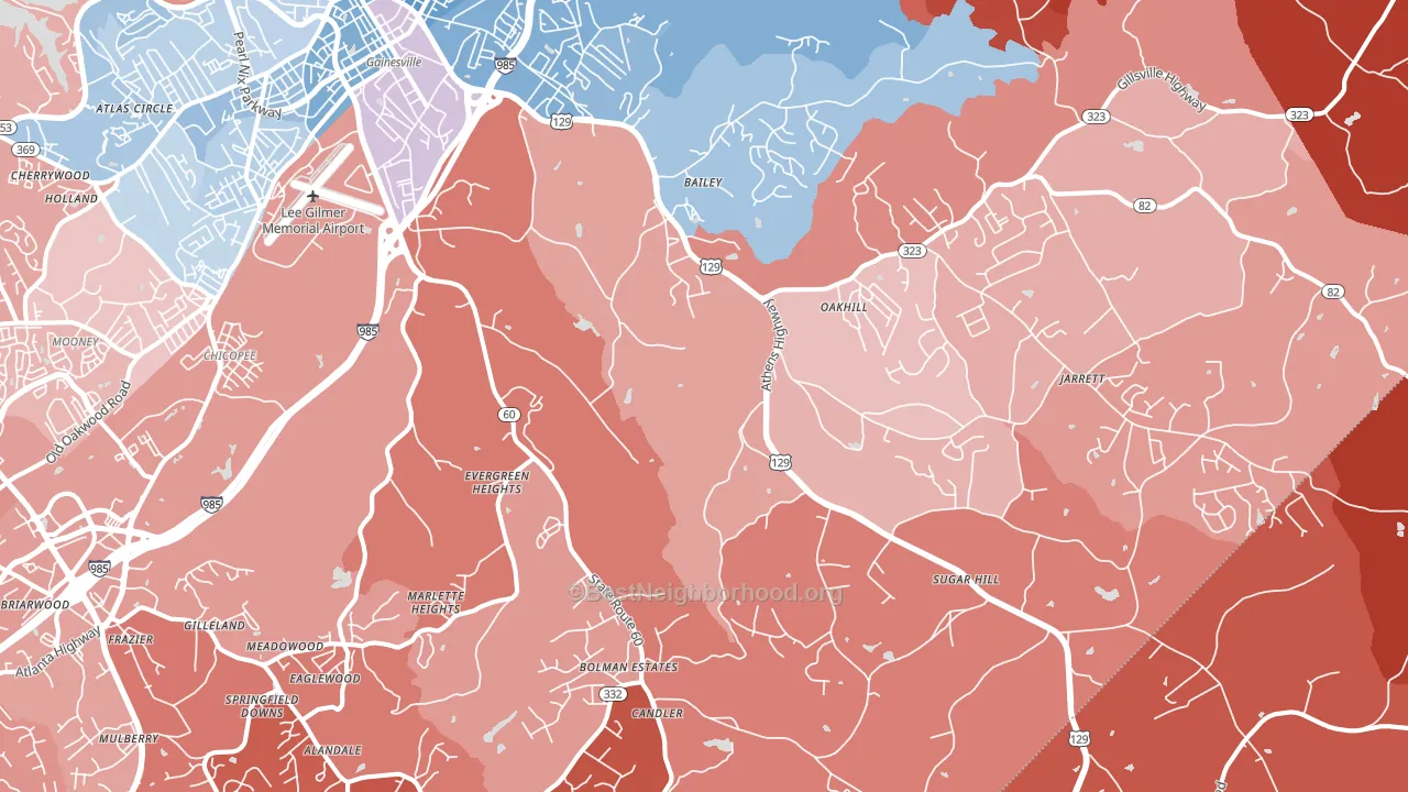 30507, GA block-group political-lean map