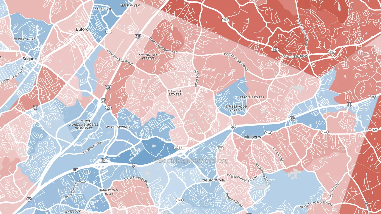 30519, GA block-group political-lean map