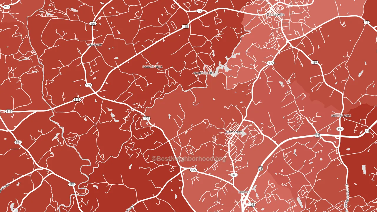 30535, GA block-group political-lean map