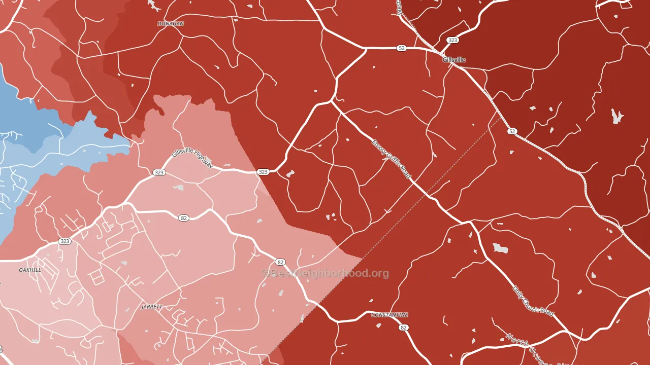 30543, GA block-group political-lean map