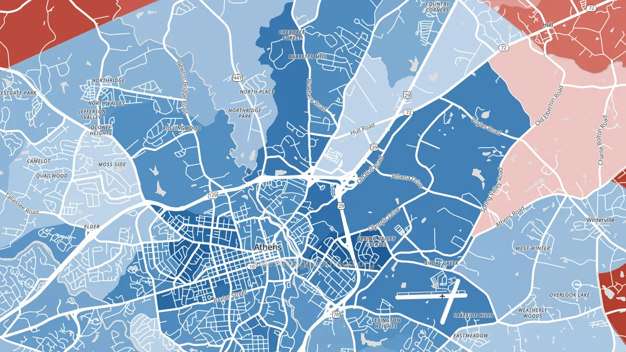 30601, GA block-group political-lean map