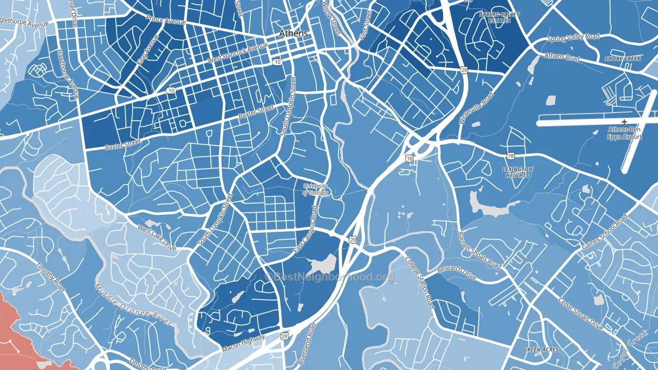 30602, GA block-group political-lean map
