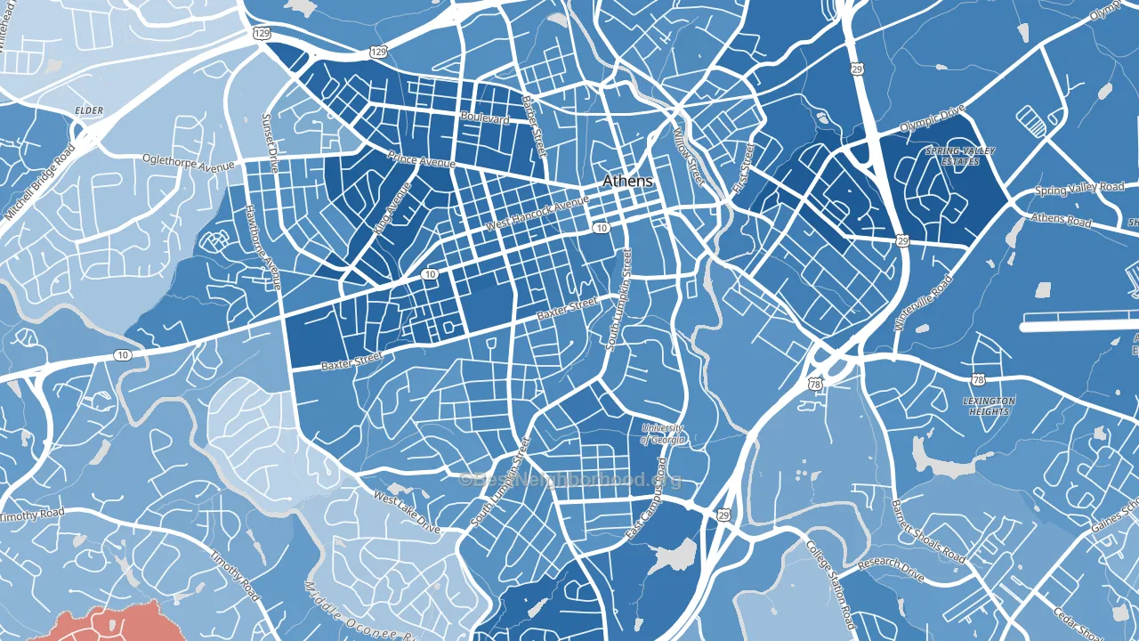 30609, GA block-group political-lean map