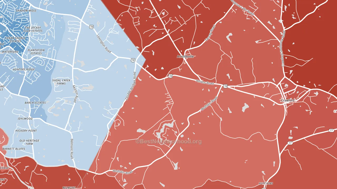30619, GA block-group political-lean map