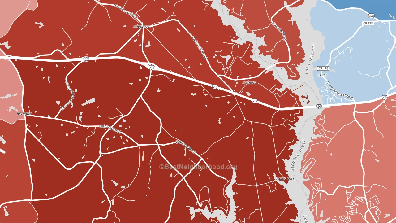 30625, GA block-group political-lean map