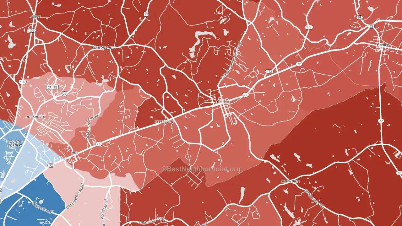 30628, GA block-group political-lean map