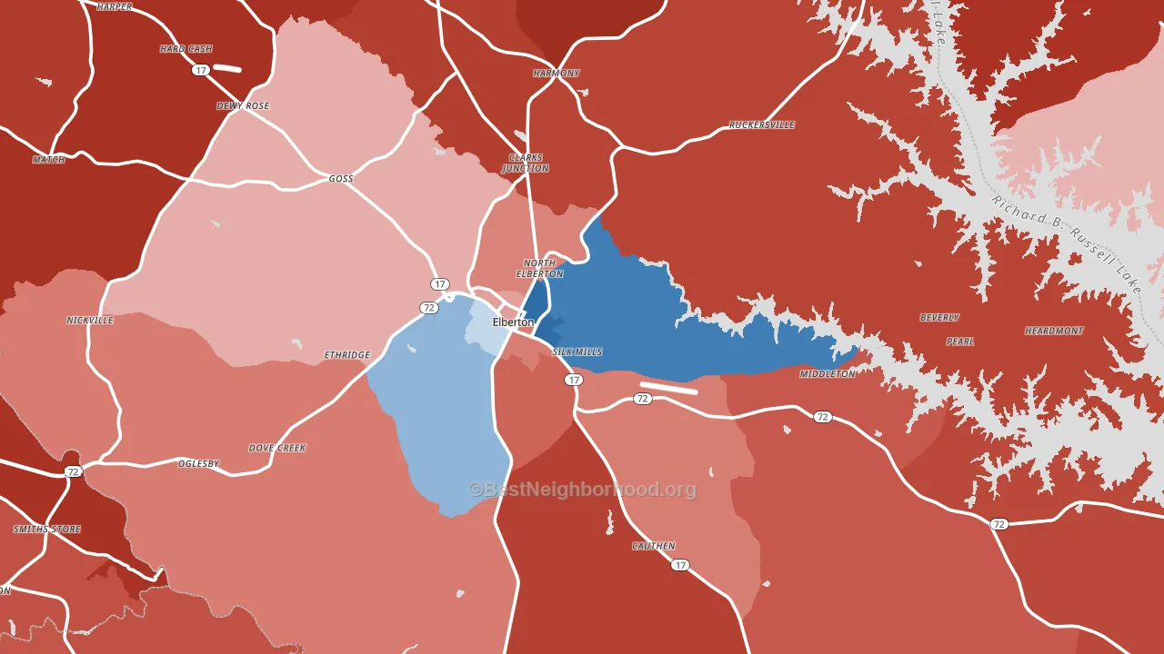 30635, GA block-group political-lean map