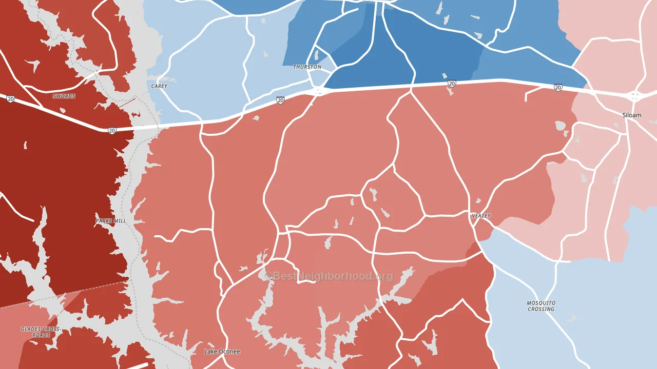 30642, GA block-group political-lean map
