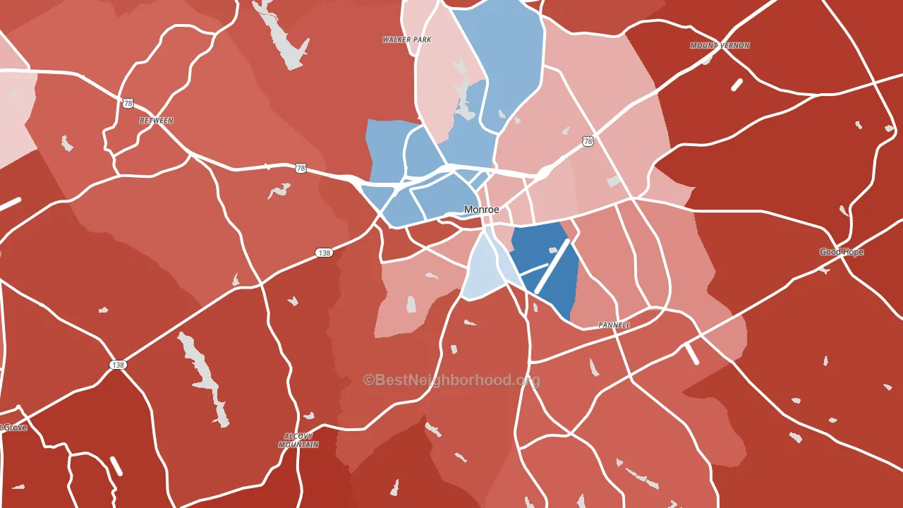 30655, GA block-group political-lean map